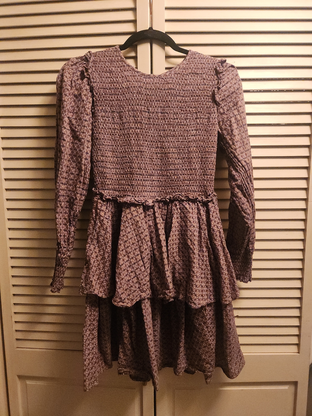 Christy Dawn Cecelie Tiered Long-Sleeve Dress Purple Winter Garden - Picture 2 of 7